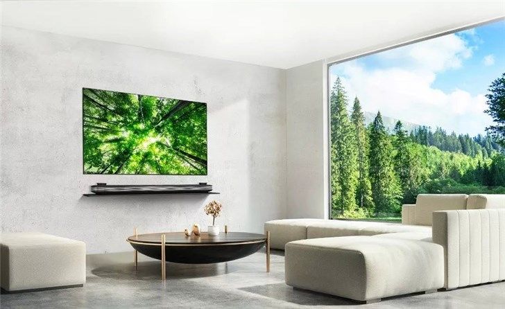 w9 天空之镜壁纸电视采用lg自主研发大尺寸oled面板,厚度2.